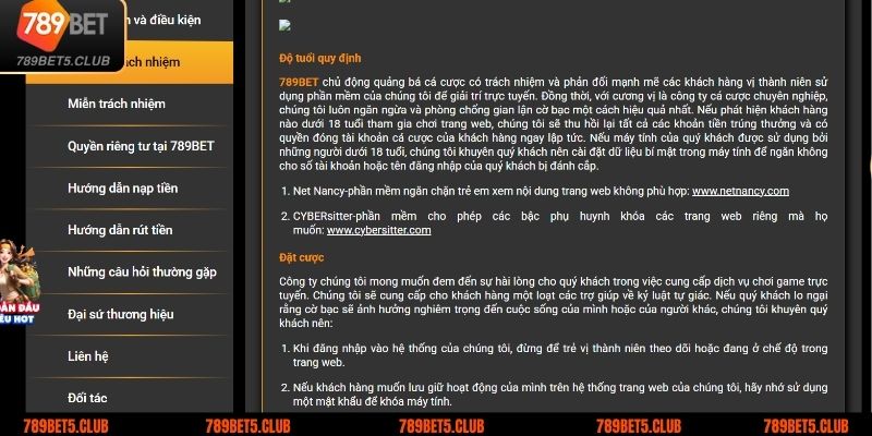 Hội viên cần tuân thủ quy định khi cá cược tại 789BET